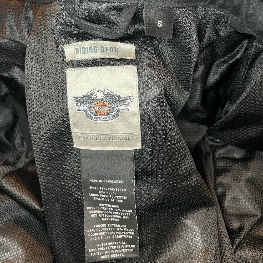 Like New, Women’s Harley Davidson, size small, black and orange riding jacket. - Picture 12 of 15